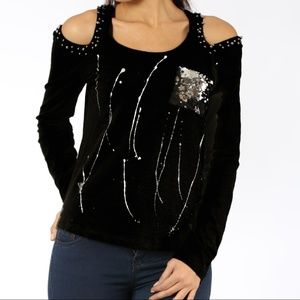 Cold shoulder embellished top